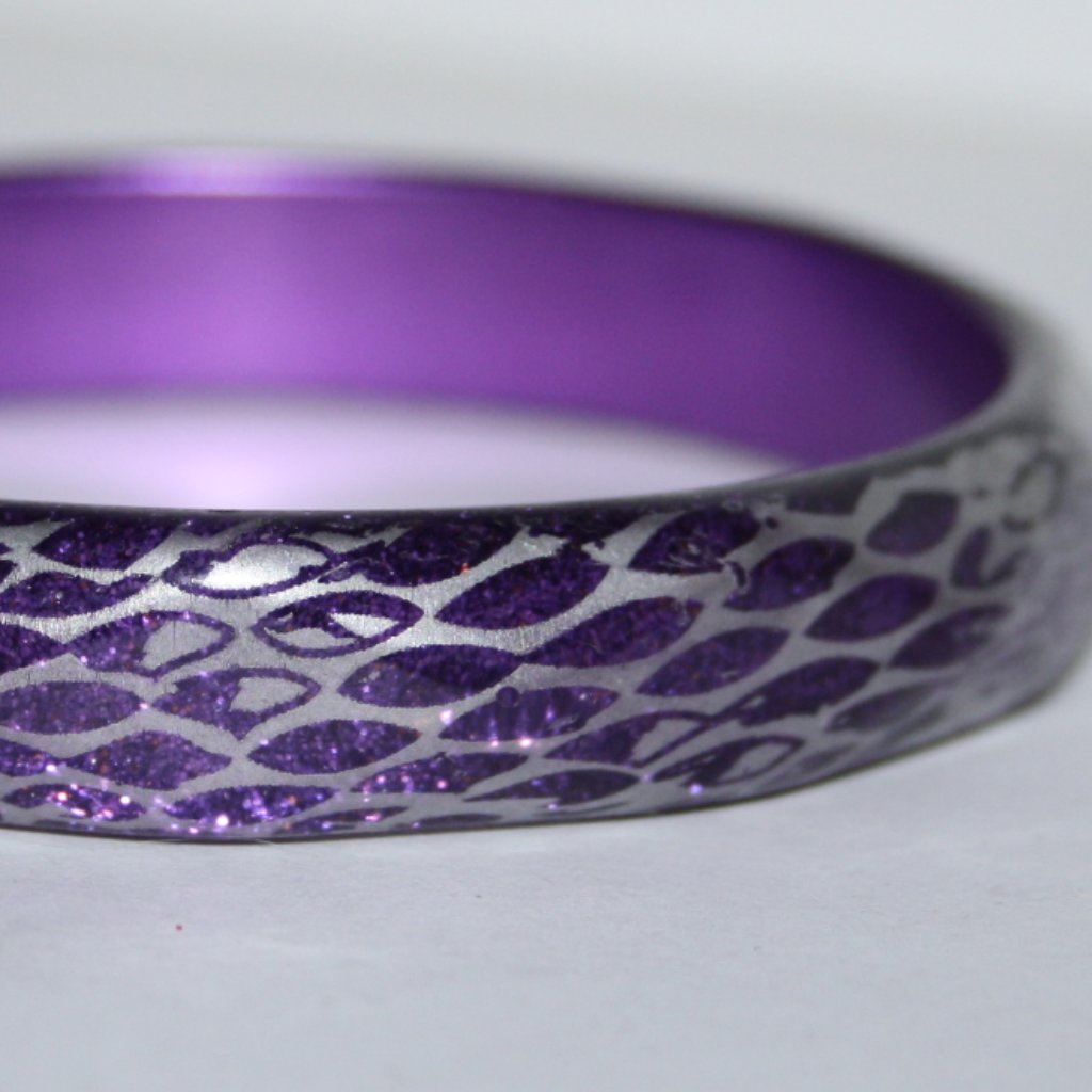 Beautiful Purple + Silver Chunky Bangle Bracelet (2⅝